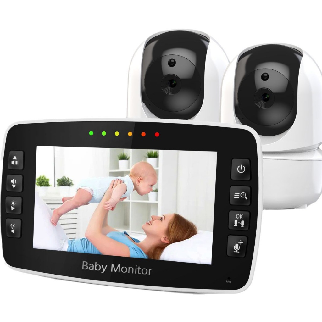 Momobebe 4.3 Inch Wireless Dual Baby Monitor Intercom with 355 Degree Wide Angle and Night Vision